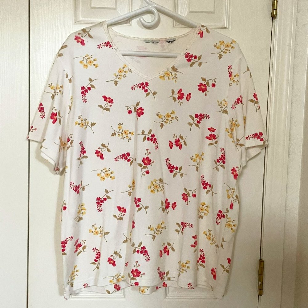 Floral Blouse with Lace around neck